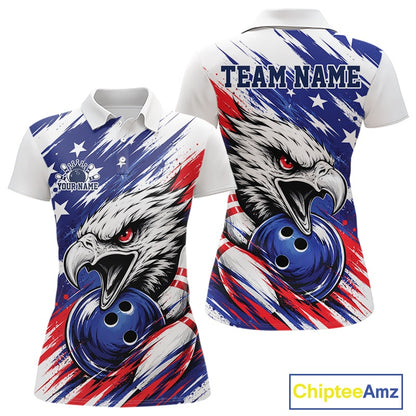Bowling shirt with eagle design and 'Team Name' text, featuring American flag colors.