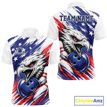 Load image into Gallery viewer, Bowling shirt with eagle design and American flag colors, featuring 'Chiptee Amz' branding.