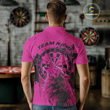 Load image into Gallery viewer, Custom Grunge Splatter Pink Wolf Dart Men Polo Shirt, Wolf Dart Team Jerseys IPHW10016