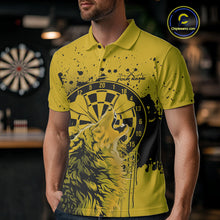Load image into Gallery viewer, Custom Grunge Splatter Yellow Wolf Dart Men Polo Shirt, Wolf Dart Team Jerseys IPHW10018