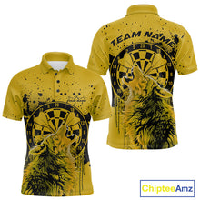 Load image into Gallery viewer, Custom Grunge Splatter Yellow Wolf Dart Men Polo Shirt, Wolf Dart Team Jerseys IPHW10018