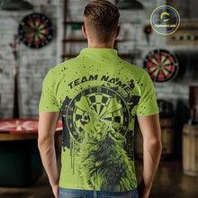 Load image into Gallery viewer, Custom Grunge Splatter Olive Green Wolf Dart Men Polo Shirt, Wolf Dart Team Jerseys IPHW10019