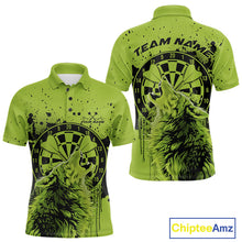 Load image into Gallery viewer, Custom Grunge Splatter Olive Green Wolf Dart Men Polo Shirt, Wolf Dart Team Jerseys IPHW10019