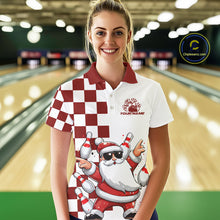Load image into Gallery viewer, Custom Funny Santa Claus Christmas Bowling Women Polo Shirts, Xmas Bowling Team Shirt IPHW10110
