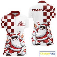 Load image into Gallery viewer, Custom Funny Santa Claus Christmas Bowling Women Quarter-Zip Shirts, Xmas Team Shirt IPHW10110