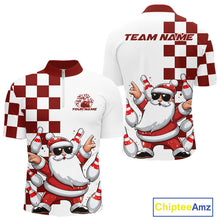 Load image into Gallery viewer, Custom Funny Santa Claus Christmas Bowling Men Quarter-Zip Shirts, Xmas Bowling Team Shirt IPHW10110