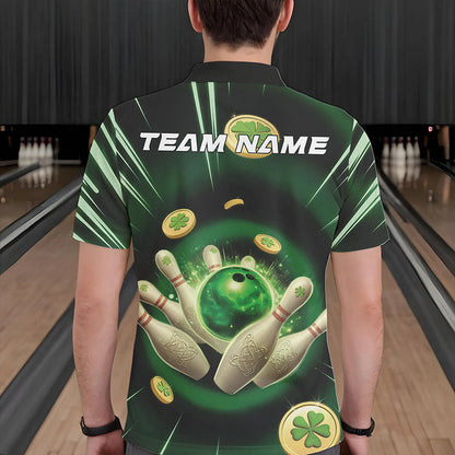 Custom Lucky Strike Saint Patricks Bowling Polo Team Shirts For Men, Green Bowling Shirt IPHW8583