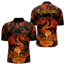 Load image into Gallery viewer, Custom Fire Flame Viking Dragon Bowling Quarter-Zip Team Shirts For Men, Celtic Bowling Shirts IPHW8587