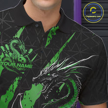 Load image into Gallery viewer, Custom Black And Green Dragon Bowling Men Polo Shirts, Team Bowling Jerseys IPHW10750