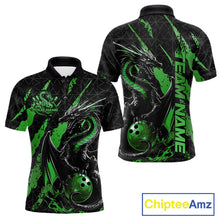 Load image into Gallery viewer, Custom Black And Green Dragon Bowling Men Polo Shirts, Team Bowling Jerseys IPHW10750
