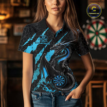 Load image into Gallery viewer, Custom Black And Blue Dragon Dart Women Polo Shirts, Team Dart Jerseys IPHW10753