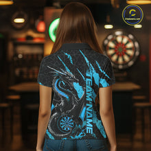 Load image into Gallery viewer, Custom Black And Blue Dragon Dart Women Polo Shirts, Team Dart Jerseys IPHW10753