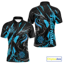 Load image into Gallery viewer, Custom Black And Blue Dragon Dart Men Polo Shirts, Team Dart Jerseys IPHW10753