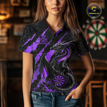 Load image into Gallery viewer, Custom Black And Purple Dragon Dart Women Polo Shirts, Team Dart Jerseys IPHW10754