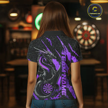 Load image into Gallery viewer, Custom Black And Purple Dragon Dart Women Polo Shirts, Team Dart Jerseys IPHW10754