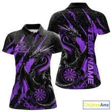 Load image into Gallery viewer, Custom Black And Purple Dragon Dart Women Polo Shirts, Team Dart Jerseys IPHW10754