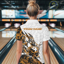 Load image into Gallery viewer, Custom Yellow Camo Bowling Women Polo Shirt, Bowling Ball Pattern Team Jerseys IPHW10988