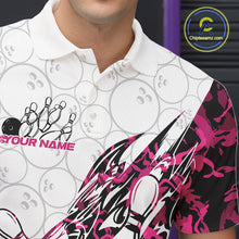 Load image into Gallery viewer, Custom Pink Camo Bowling Men Polo Shirt, Bowling Ball Pattern Team Jerseys IPHW10992