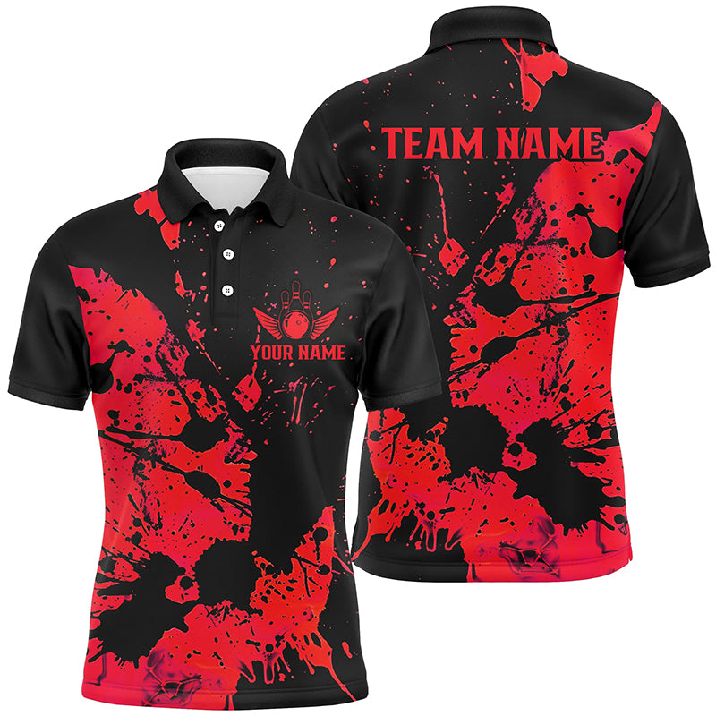 Custom Name Black And Red Bowling Team Shirts For Men And Women, Bowling League Jerseys IPHW6434