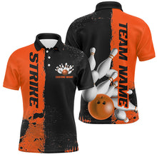 Load image into Gallery viewer, Black And Orange Strike Bowling Team Shirts For Men And Women, Custom Bowling Jerseys For Bowlers IPHW6439