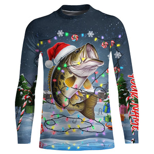 Custom Christmas Largemouth Bass Fishing Shirts, Xmas Bass Fishing Shirt For Men, Women And Kid IPHW7971