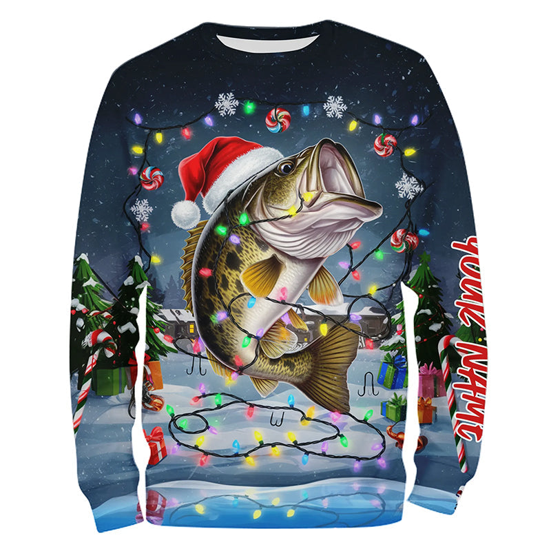 Custom Christmas Largemouth Bass Fishing Shirts, Xmas Bass Fishing Shirt For Men, Women And Kid IPHW7971