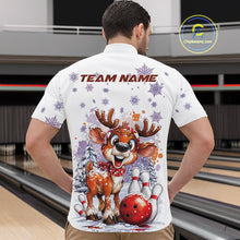 Load image into Gallery viewer, Custom Cute Funny Reindeer Christmas Bowling Men Quarter-Zip Shirts, Xmas Team Bowling Shirt IPHW10112
