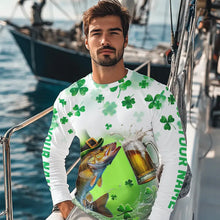 Load image into Gallery viewer, Custom St Patrick&#39;s Day Shamprock Walleye Long Sleeve Tournament Fishing Shirts IPHW8389