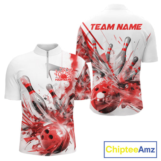 Custom Black And Red Men Bowling Team Shirts, Bowling League Shirt Bowlers Outfit IPHW10782
