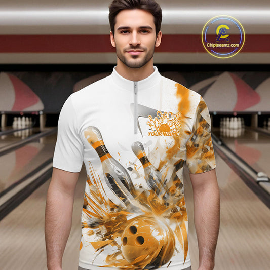Custom Black And Yellow Men Bowling Team Shirts, Bowling League Shirt Bowlers Outfit IPHW10784