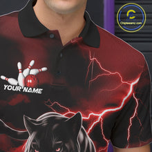 Load image into Gallery viewer, Red Thunder Lightning Custom Panther Men Bowling Polo Shirts, Panther Bowling Jerseys IPHW10790