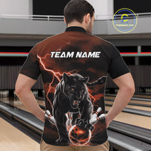 Load image into Gallery viewer, Orange Thunder Lightning Custom Panther Men Bowling Quarter-Zip Shirts, Panther Bowling Jerseys IPHW10791