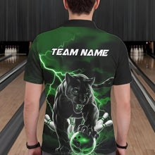 Load image into Gallery viewer, Green Thunder Lightning Custom Panther Men Bowling Polo Shirts, Panther Bowling Jerseys IPHW10793