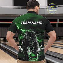 Load image into Gallery viewer, Green Thunder Lightning Custom Panther Men Bowling Quarter-Zip Shirts, Panther Bowling Jerseys IPHW10793