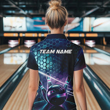 Load image into Gallery viewer, Custom Hexagon Holographic Bowling Team Women Polo Shirts, Galaxy Bowling League Shirt IPHW8903