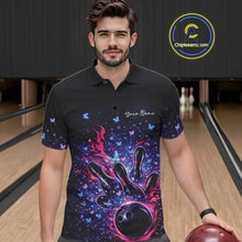 Load image into Gallery viewer, Custom Colorful Elegant Butterfly Bowling Men Polo Shirt, Flame Bowlers Jersey IPHW11012