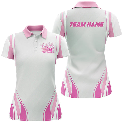 Pink Bowling Shirts For Women, Custom Name Bowling Uniforms Bowling Jerseys IPHW6957