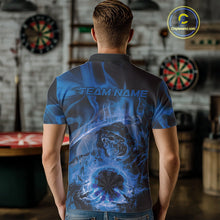 Load image into Gallery viewer, Custom Blue Flame Grim Reaper Halloween Dart Men Polo Shirts For Team, Dart Jerseys IPHW10030