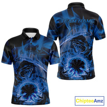 Load image into Gallery viewer, Custom Blue Flame Grim Reaper Halloween Dart Men Polo Shirts For Team, Dart Jerseys IPHW10030