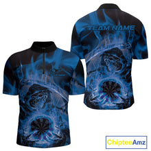 Load image into Gallery viewer, Custom Blue Flame Grim Reaper Halloween Dart Men Quarter-Zip Shirts For Team, Dart Jerseys IPHW10030