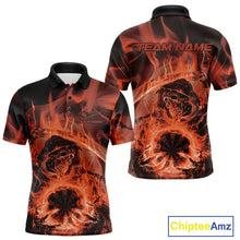 Load image into Gallery viewer, Custom Orange Flame Grim Reaper Halloween Dart Men Polo Shirts For Team, Dart Jerseys IPHW10031