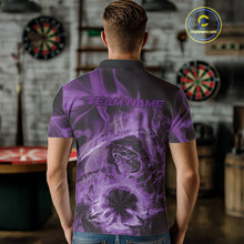 Load image into Gallery viewer, Custom Purple Flame Grim Reaper Halloween Dart Men Polo Shirts For Team, Dart Jerseys IPHW10032