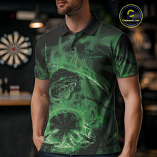 Load image into Gallery viewer, Custom Green Flame Grim Reaper Halloween Dart Men Polo Shirts For Team, Dart Jerseys IPHW10033