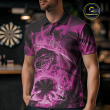 Load image into Gallery viewer, Custom Pink Flame Grim Reaper Halloween Dart Men Polo Shirts For Team, Dart Jerseys IPHW10034