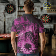 Load image into Gallery viewer, Custom Pink Flame Grim Reaper Halloween Dart Men Polo Shirts For Team, Dart Jerseys IPHW10034