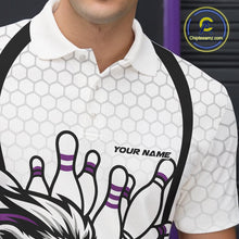 Load image into Gallery viewer, Custom Purple Lion Bowling Men Polo Shirt, Lion Bowling Team League Shirt IPHW10128
