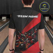 Load image into Gallery viewer, Custom Black And Red Flame Men Bowling Team Shirts, Bowling League Shirt Bowler Jerseys IPHW11290