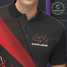 Load image into Gallery viewer, Custom Black And Red Flame Men Bowling Team Shirts, Bowling League Shirt Bowler Jerseys IPHW11290