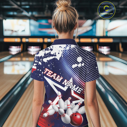 Custom Texas Flag Bowling Team Jerseys, Texas Bowling Women Polo Shirt IPHW11641