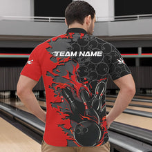 Load image into Gallery viewer, Custom Black And Red Flame Bowling Quarter-Zip Shirts For Men, Bowling Tournament Team Uniform IPHW8616
